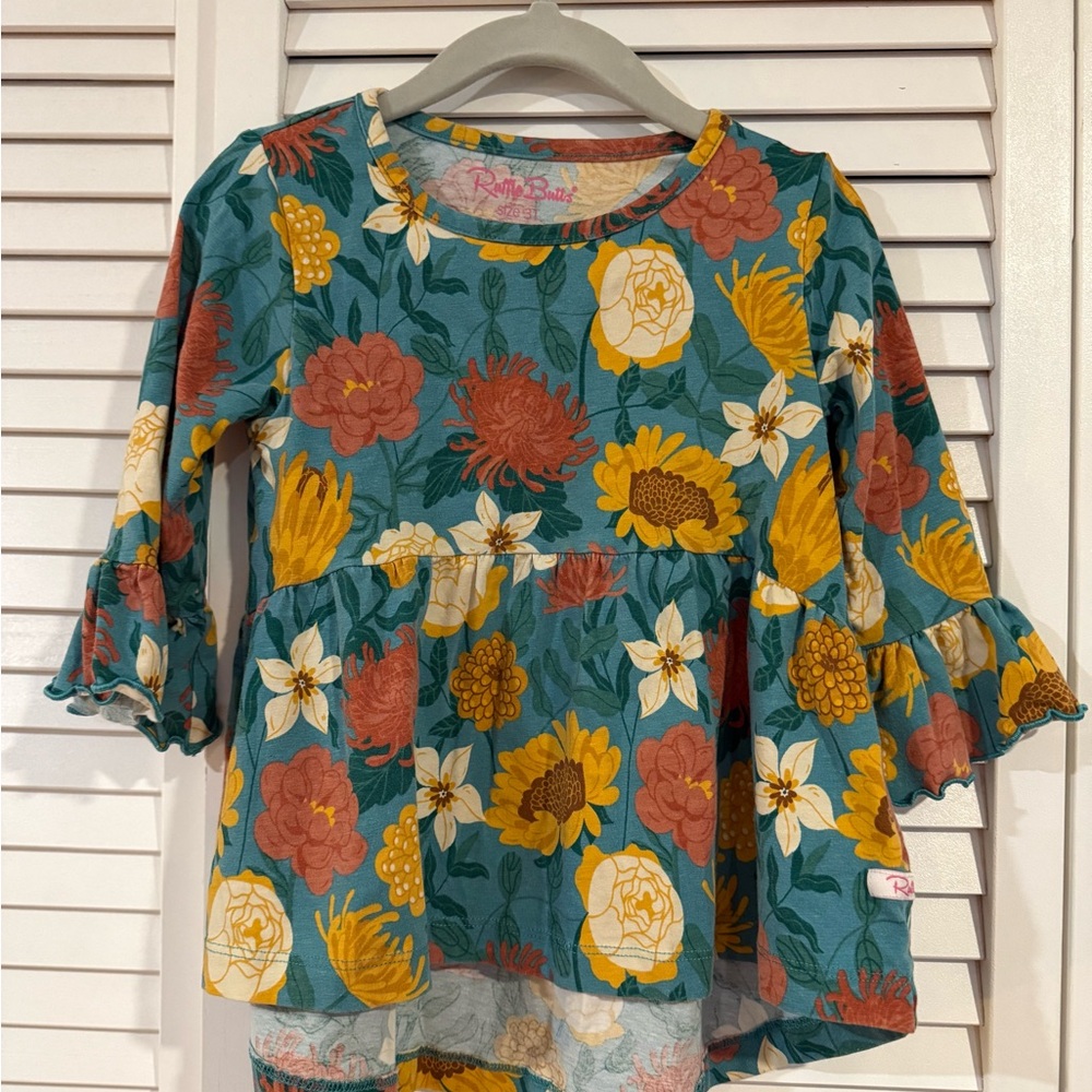 Ruffle Butts Floral Print Top with Ruffles
